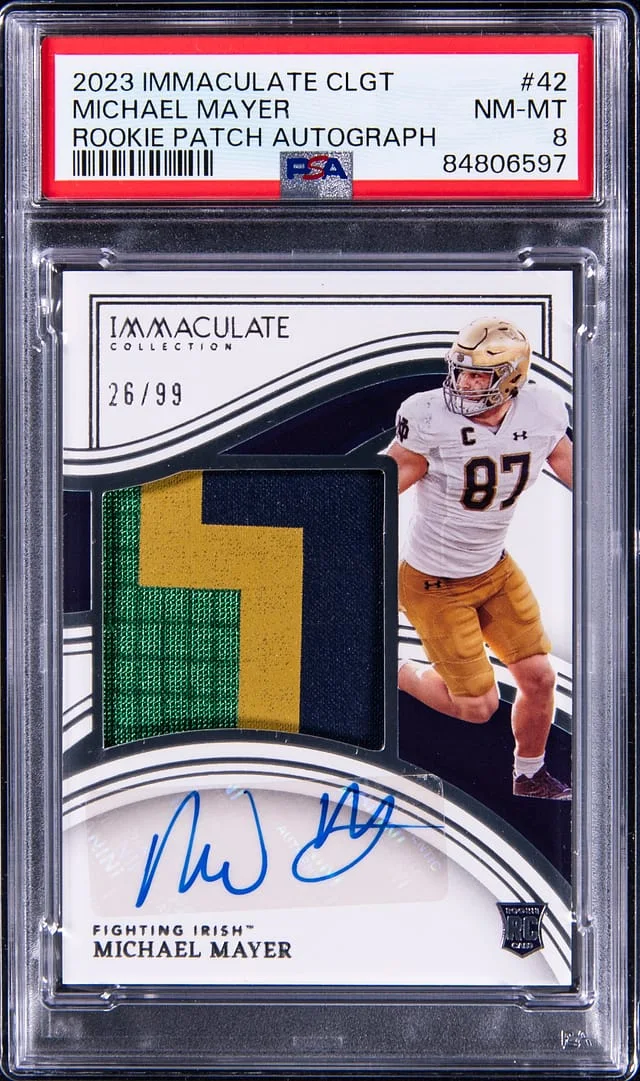 2023 Panini Immaculate Michael Mayer Collegiate Patch Autograph (RPA) #42 card image