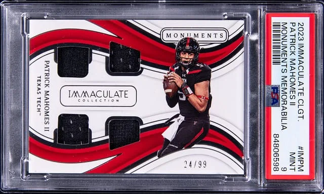 2023 Panini Immaculate Patrick Mahomes II Collegiate Monuments Memorabilia #IM-PM card image
