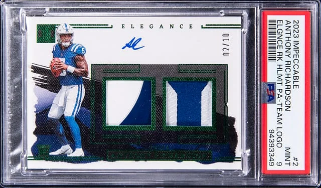 2023 Panini Impeccable Anthony Richardson Elegance Helmet Patch-Team Logo #2 card image