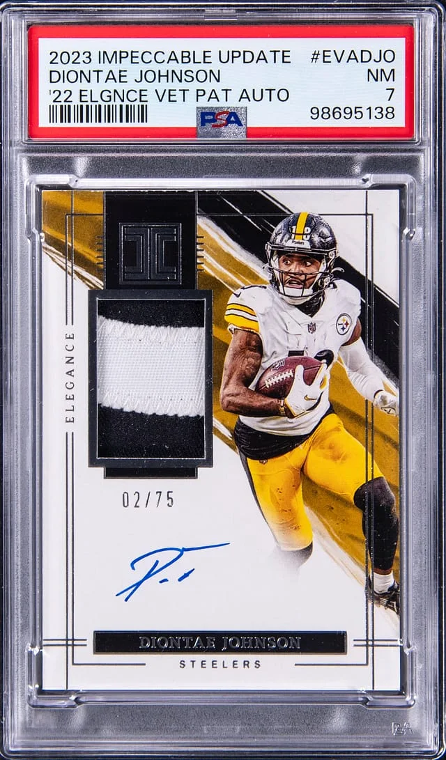 2023 Panini Impeccable Diontae Johnson Update 2022 Elegance Veteran Patch Autograph #EVA-DJO card image