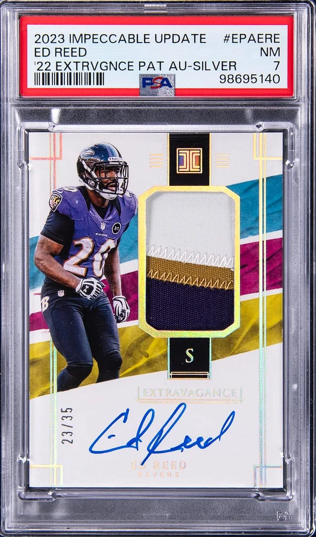 2023 Panini Impeccable Ed Reed Update 2022 Extravagance Patch Autograph Silver #EPA-ERE card image