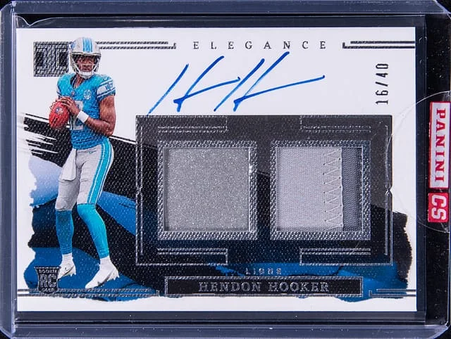 2023 Panini Impeccable Hendon Hooker Elegance Helmet and Patch Autos #11 card image