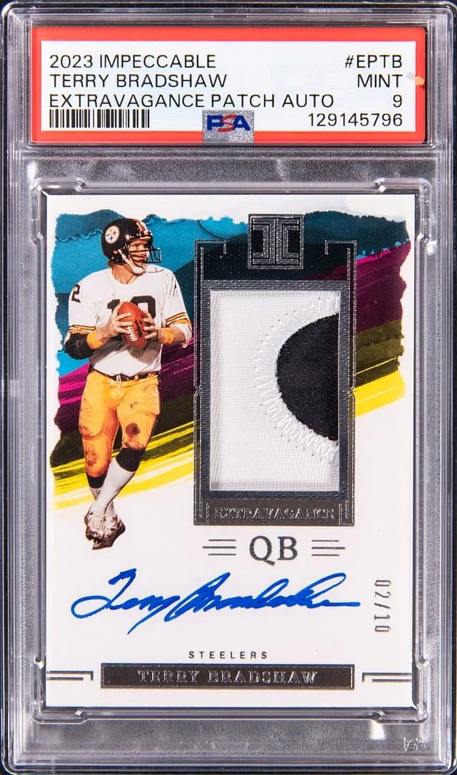 2023 Panini Impeccable Terry Bradshaw Extravagance Patch Autograph #EP-TB card image