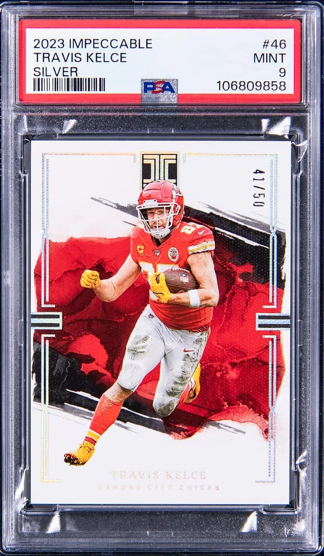 2023 Panini Impeccable Travis Kelce Silver #46 card image