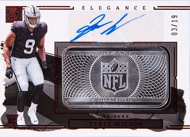2023 Panini Impeccable Tyree Wilson Elegance Silver Bar Autograph Ruby #39 card image