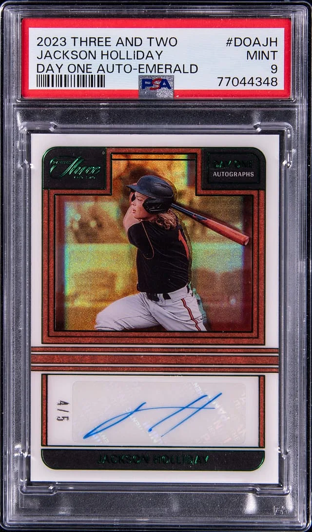 2023 Panini Jackson Holliday Three And Two Day One Autograph Emerald #DOA-JH card image