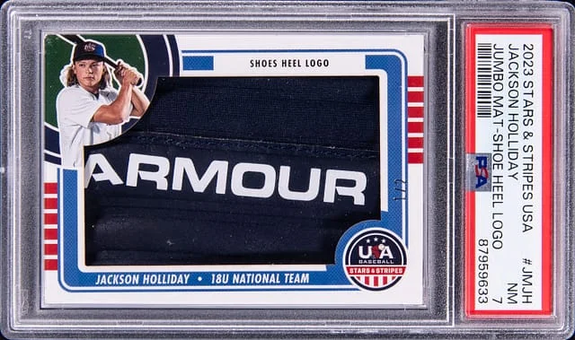 2023 Panini Jackson Holliday Stars & Stripes USA Jumbo Material Shoe Heel Logo #JMJH card image