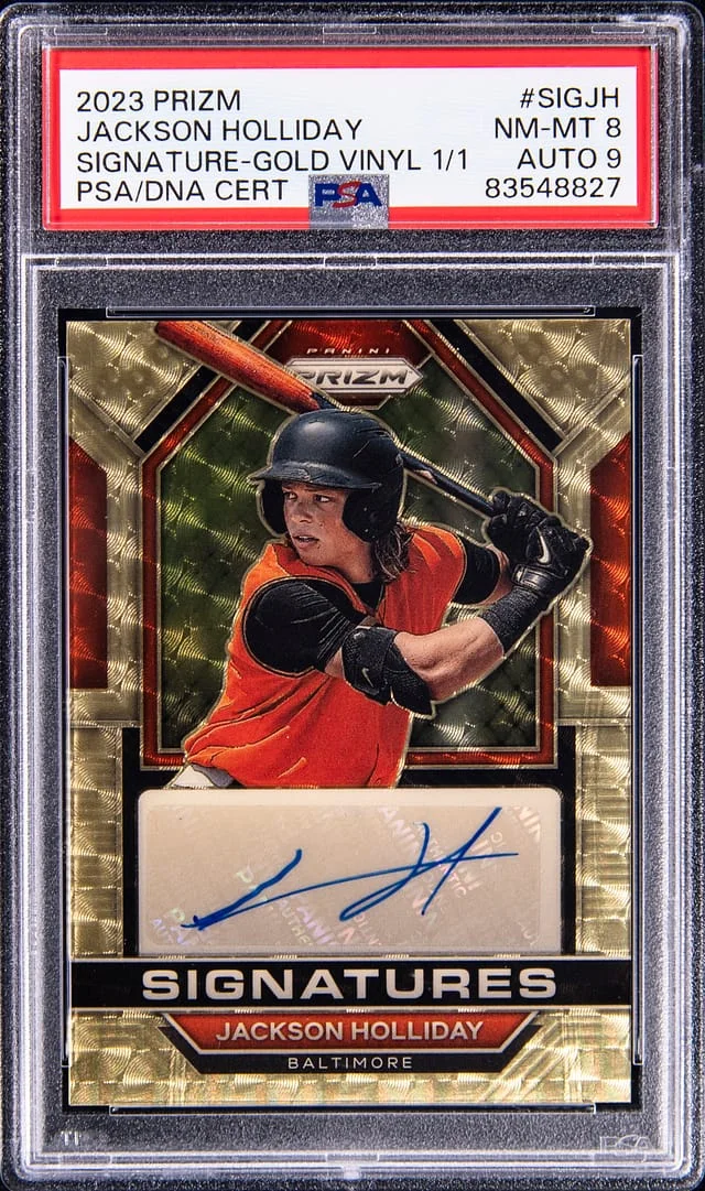 2023 Panini Jackson Holliday Prism Signature Gold Vinyl #SIG-JH card image