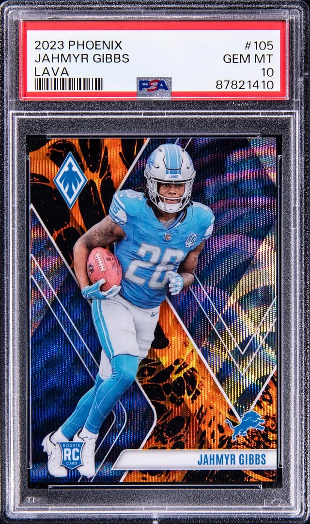 2023 Panini Jahmyr Gibbs Phoenix Lava #105 card image