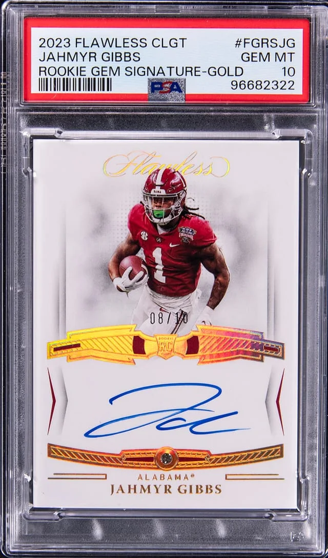 2023 Panini Jahmyr Gibbs Collegiate Gem Signature Gold #FGRS-JG card image