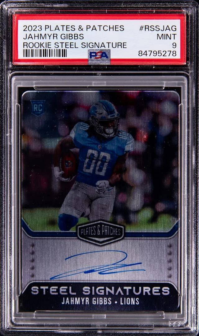2023 Panini Jahmyr Gibbs Plates & Patches Steel Signature #RSSJAG card image