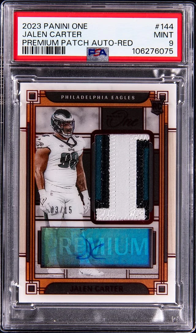 2023 Panini Jalen Carter One Premium Patch Autograph Red #144 card image