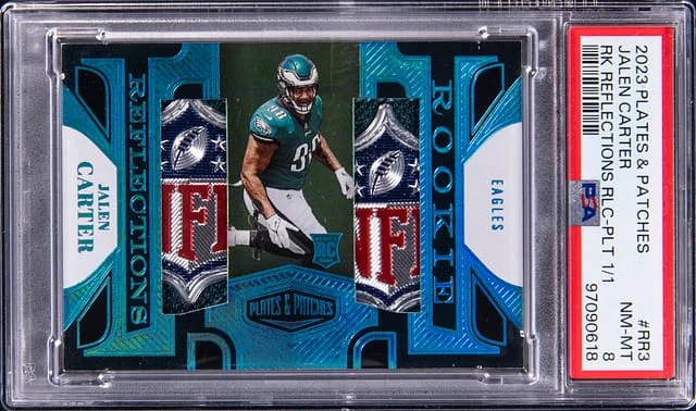 2023 Panini Jalen Carter NFL Shield Plates & Patches Reflections Relics Platinum #RR-3 card image