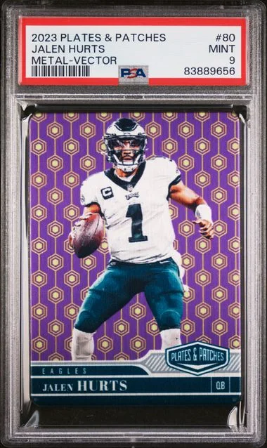 2023 Panini Jalen Hurts Plates & Patches Metal Vector #80 card image