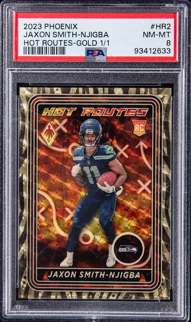 2023 Panini Jaxon Smith-Njigba Phoenix Hot Routes Gold #HR-2 card image