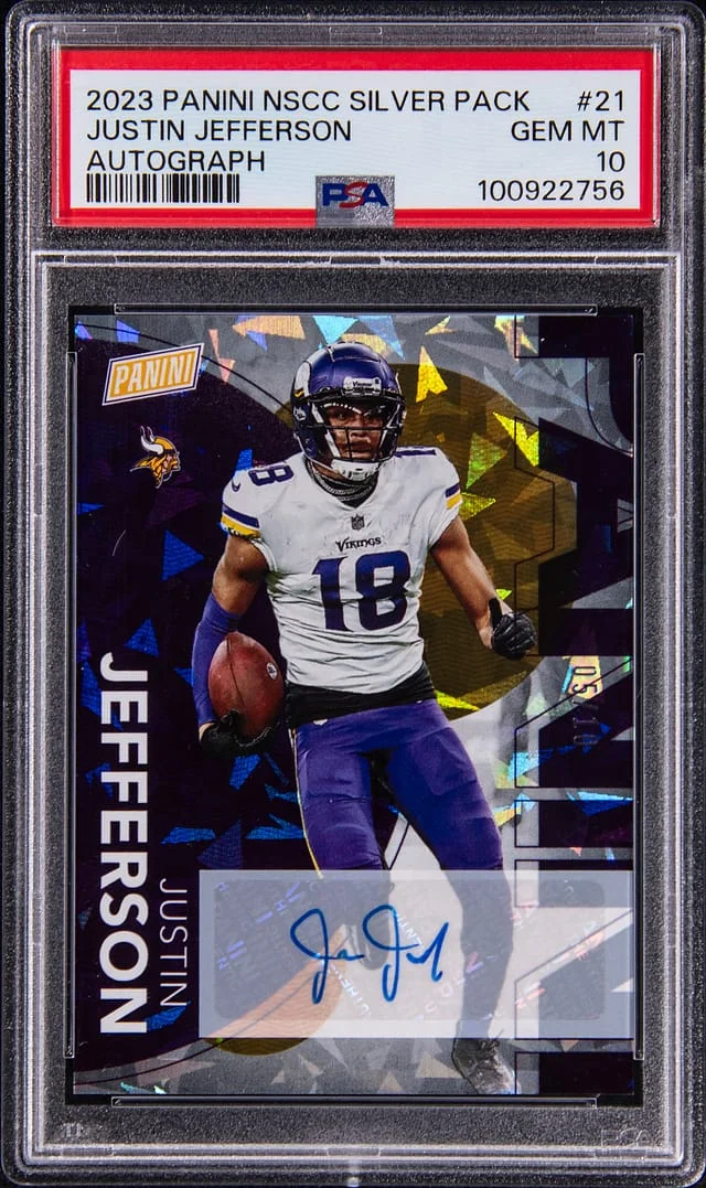 2023 Panini Justin Jefferson NSCC Silver Pack Autograph #21 card image