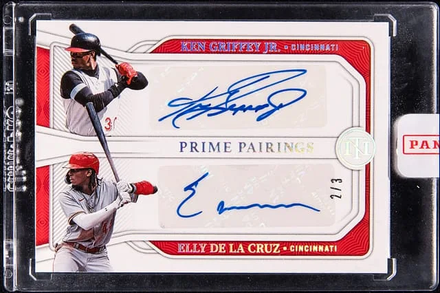 2023 Panini Ken Griffey Jr. / Elly De La Cruz National Treasure Prime Pairings #PP-CIN card image