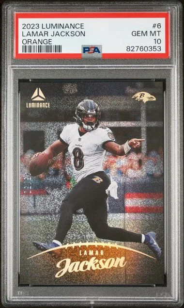 2023 Panini Lamar Jackson Luminance Orange #6 card image