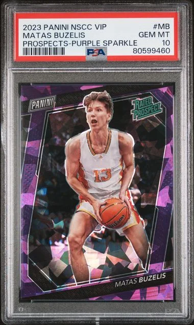 2023 Panini Matas Buzelis National VIP Gold Prospects Purple Sparkle #MB card image