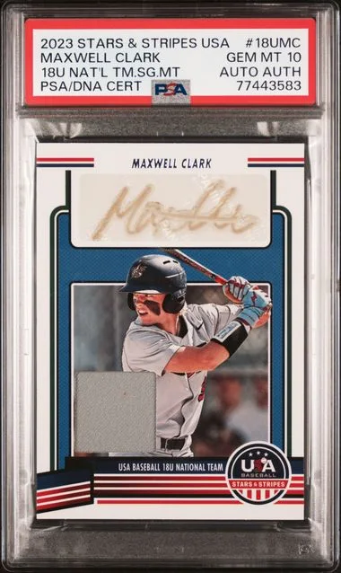 2023 Panini Maxwell Clark Stars & Stripes USA 18U National Team Signatures Materials #18U-MC card image