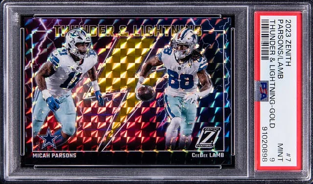 2023 Panini Micah Parsons/CeeDee Lamb Zenith Thunder and Lightning Gold #7 card image