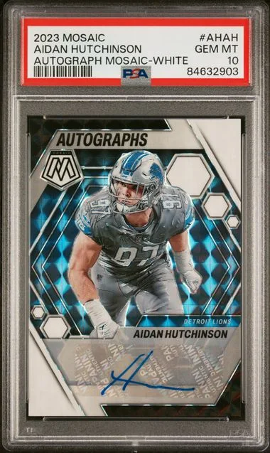 2023 Panini Mosaic Aidan Hutchinson Autograph Mosaic White #AH-AH card image