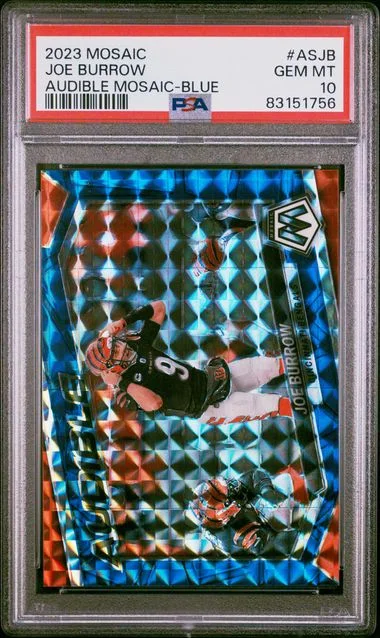 2023 Panini Mosaic Audible Mosaic Blue Asjb Joe Burrow #no-number card image