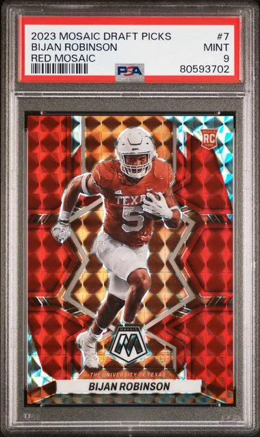 2023 Panini Mosaic Bijan Robinson Draft Picks Red Mosaic #7 card image