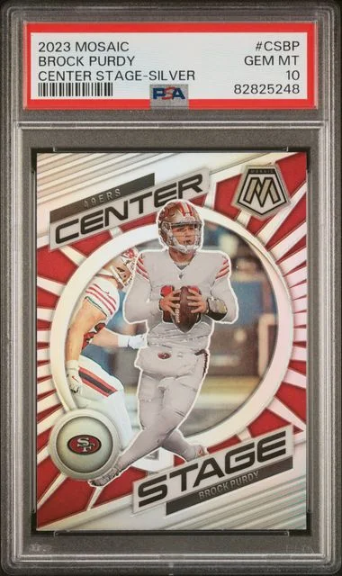 2023 Panini Mosaic Center Stage Silver Csbp Brock Purdy #no-number card image