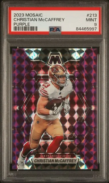 2023 Panini Mosaic Christian McCaffrey Silver #213 card image