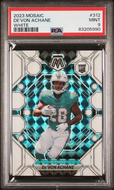 2023 Panini Mosaic De'Von Achane Reactive Yellow #312 card image