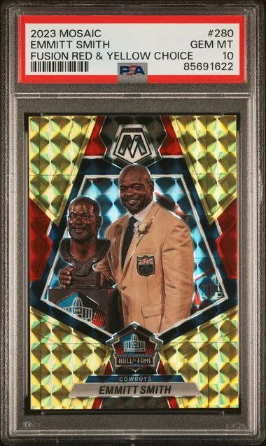 2023 Panini Mosaic Emmitt Smith Fusion Red & Yellow Choice #280 card image