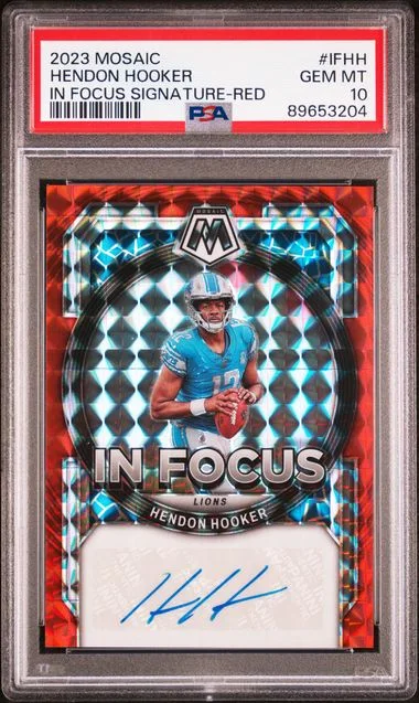 2023 Panini Mosaic Hendon Hooker In Focus Signature Red #IFHH card image