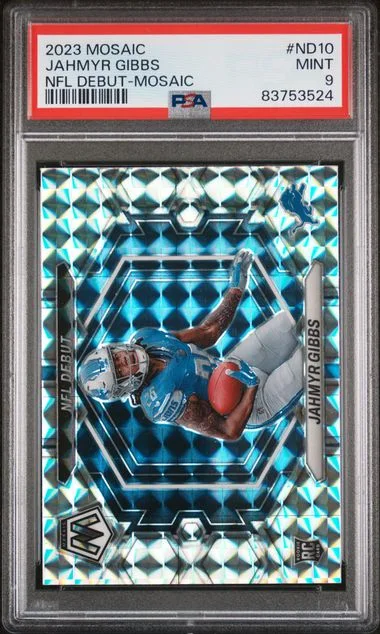 2023 Panini Mosaic Jahmyr Gibbs NFL Debut Mosaic #ND10 card image