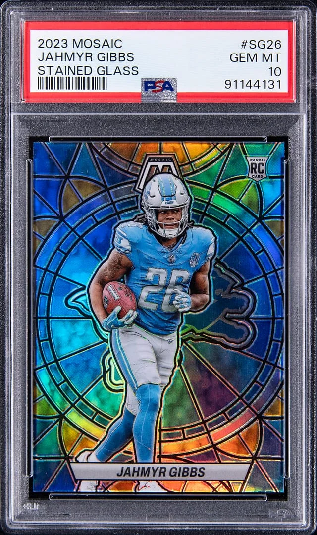 2023 Panini Mosaic Jahmyr Gibbs Stained Glass #SG-26 card image