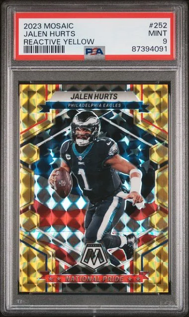 2023 Panini Mosaic Jalen Hurts Reactive Yellow #252 card image