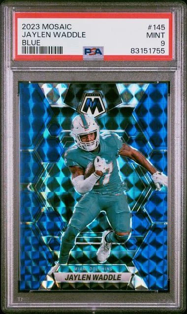 2023 Panini Mosaic Jaylen Waddle Blue #145 card image