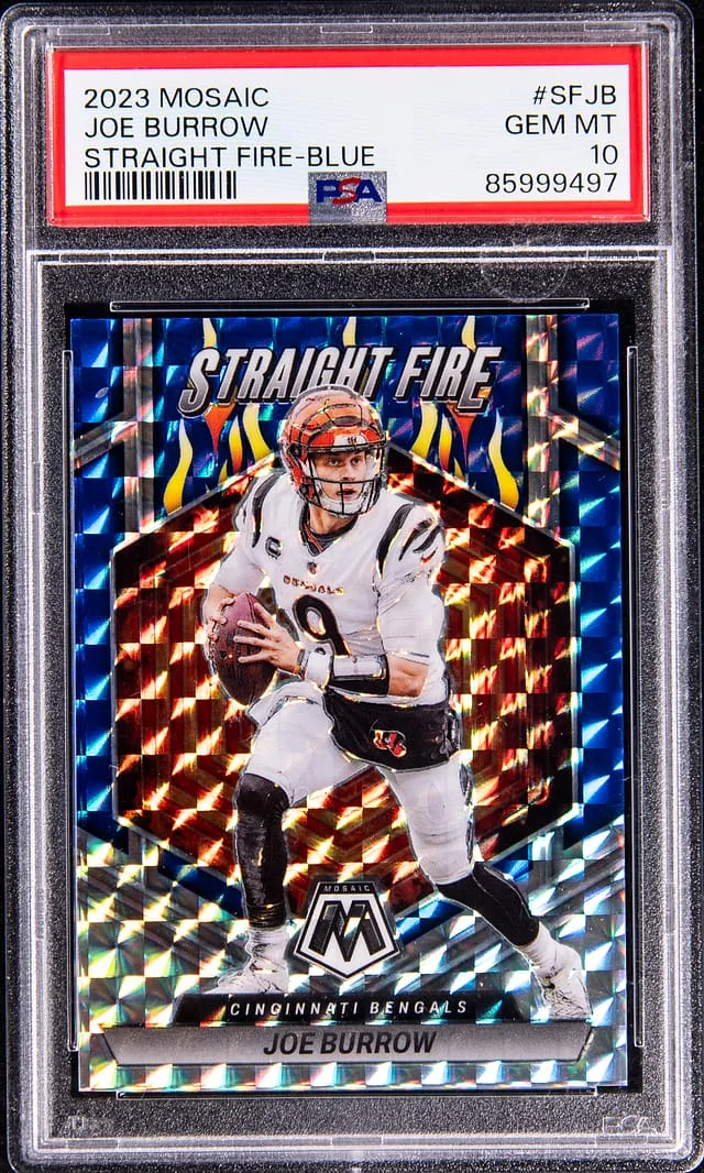 2023 Panini Mosaic Joe Burrow Straight Fire Blue #SF-JB card image