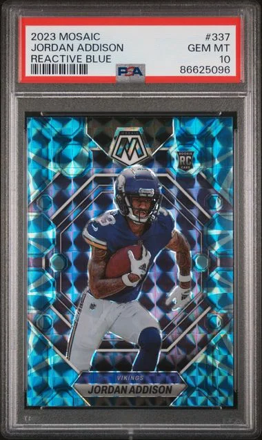 2023 Panini Mosaic Jordan Addison Reactive Blue #337 card image