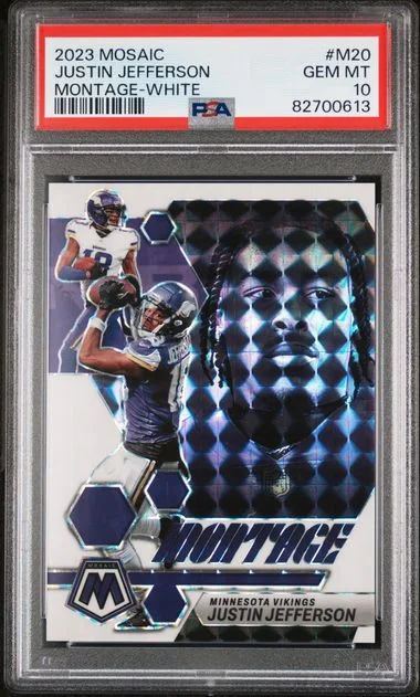 2023 Panini Mosaic Justin Jefferson Montage White #M20 card image