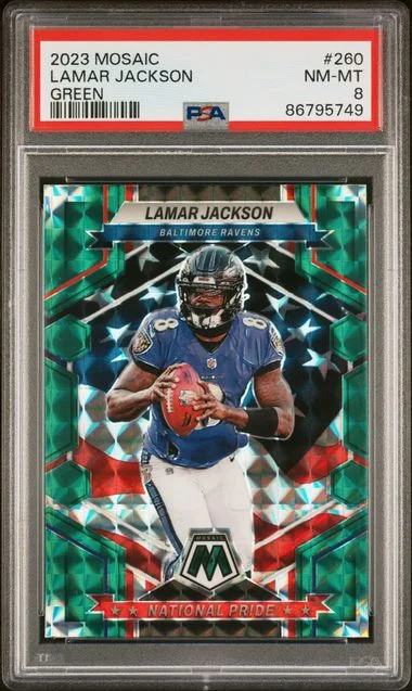 2023 Panini Mosaic Lamar Jackson Green #260 card image