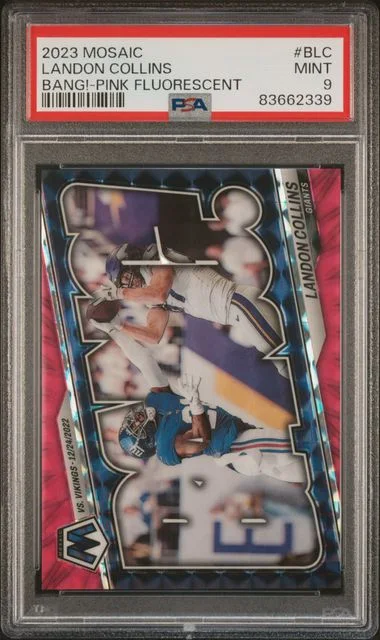 2023 Panini Mosaic Landon Collins Bang! Pink Fluorescent #B-LC card image