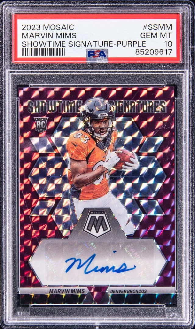 2023 Panini Mosaic Marvin Mims Showtime Signature Purple #SSMM card image