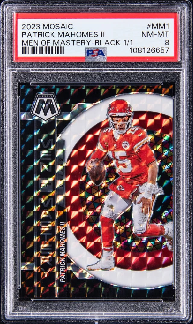 2023 Panini Mosaic Patrick Mahomes II Men of Mastery Black #MM1 card image