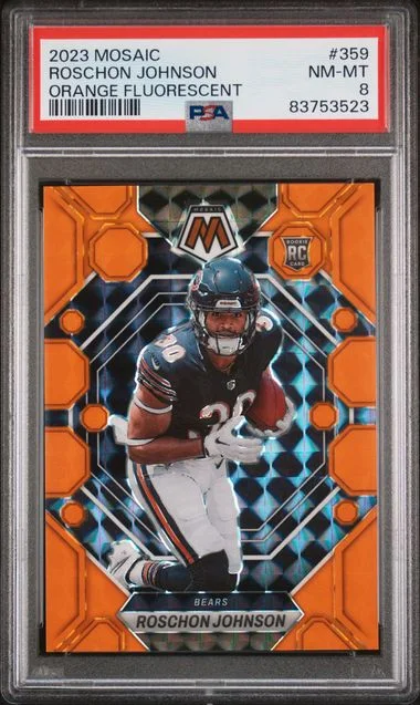 2023 Panini Mosaic Roschon Johnson Orange Fluorescent #359 card image