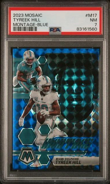 2023 Panini Mosaic Tyreek Hill Montage Blue #M17 card image