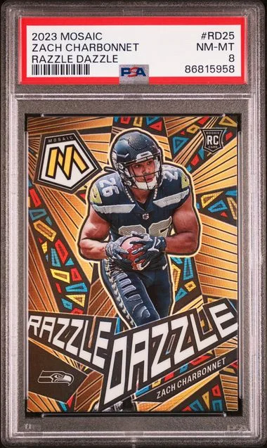 2023 Panini Mosaic Zach Charbonnet Razzle Dazzle #RD25 card image
