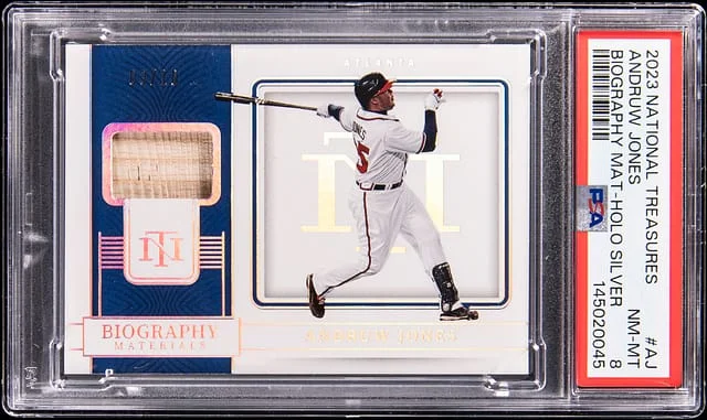 2023 Panini National Treasures Andruw Jones Biography Materials Holo Silver #BM-AJ card image