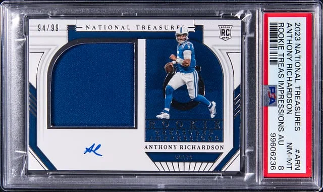 2023 Panini National Treasures Anthony Richardson Treasures Impressions Autograph #TI-ARN card image