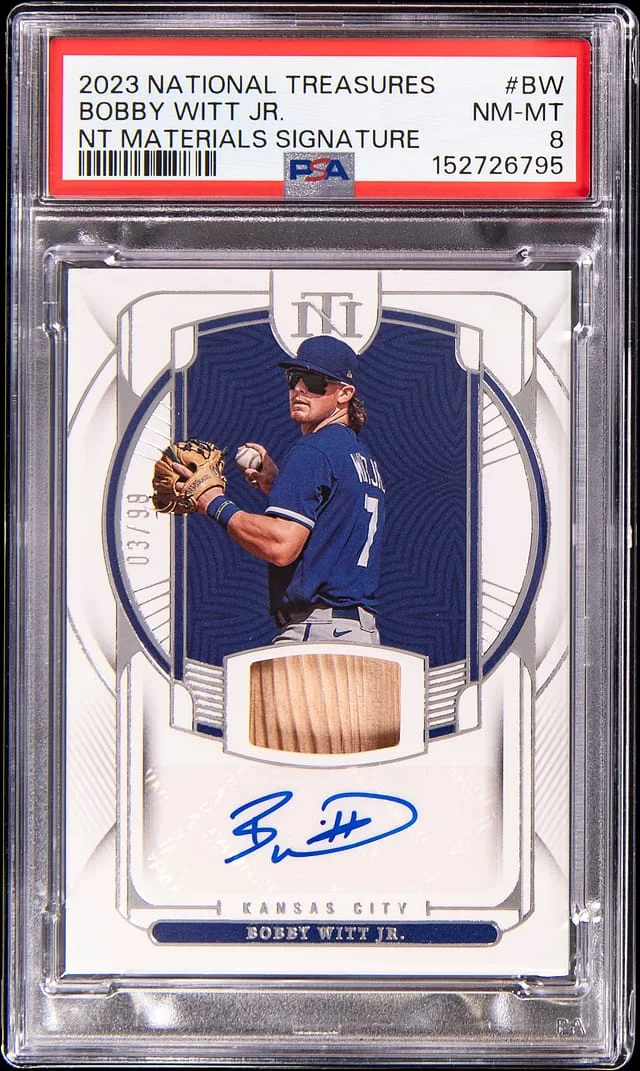 2023 Panini National Treasures Bobby Witt Jr. National Materials Signature #NMS-BW card image